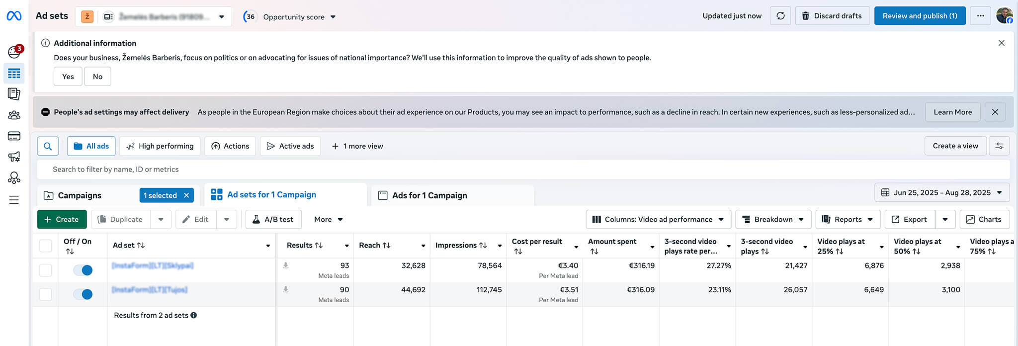 Meta reklama getseen.lt pavyzdys